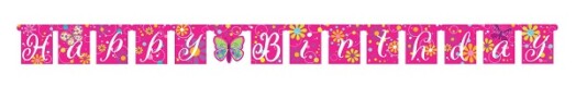 Happy Birthday Butterfly Sparkle Jointed Letter Banner