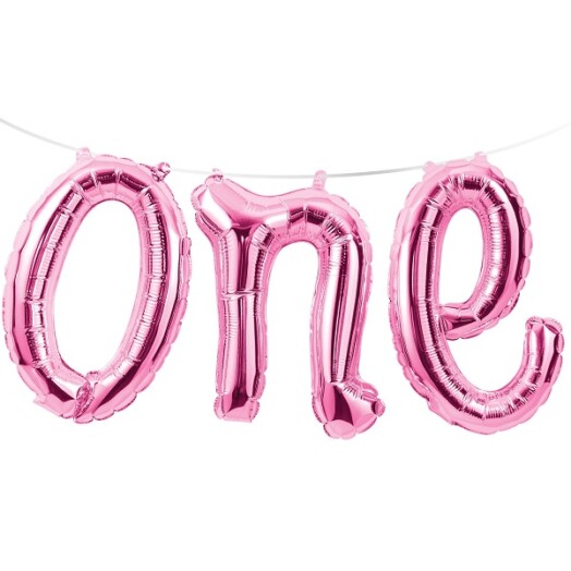 Pink One Letter Balloon Banner Kit