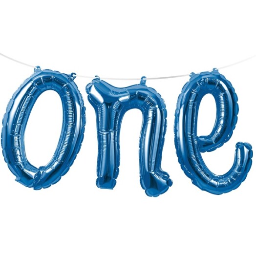 Blue One Letter Balloon Banner Kit