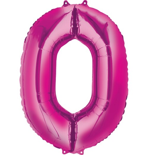 16" Mini Shape Number Balloon 0 - Pink