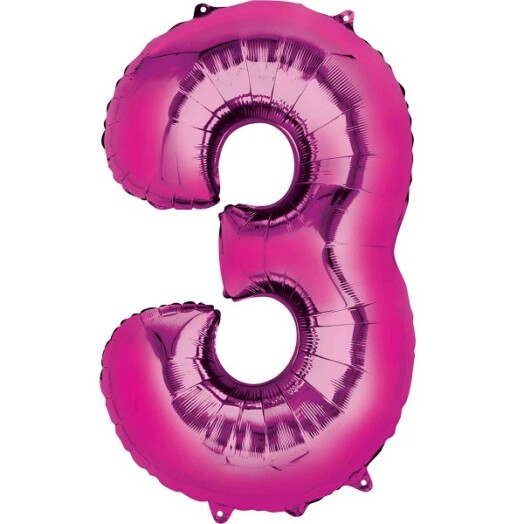 16" Mini Shape Number Balloon 3 - Pink