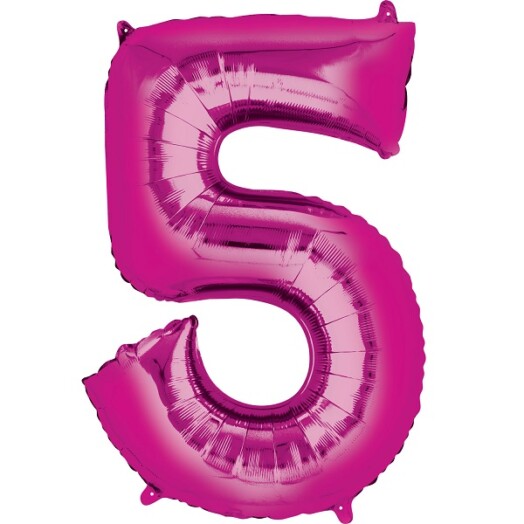 16" Mini Shape Number Balloon 5 - Pink