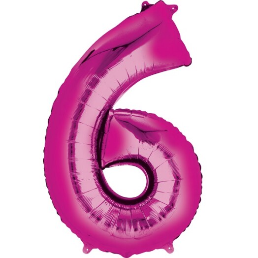 16" Mini Shape Number Balloon 6 - Pink