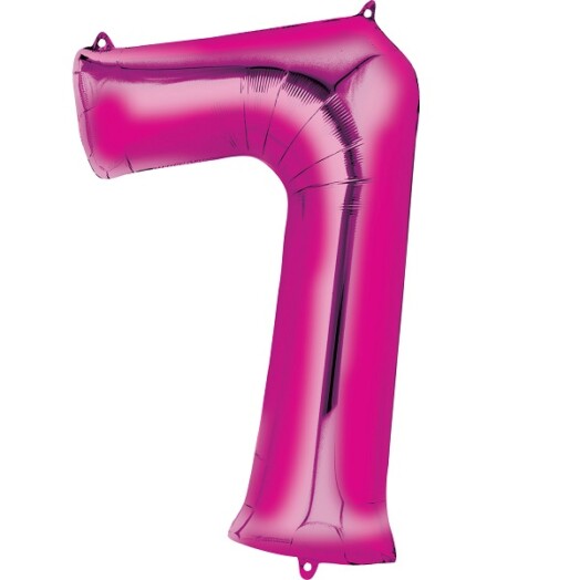 16" Mini Shape Number Balloon 7 - Pink