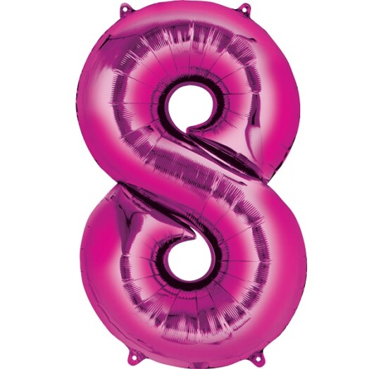 Large Pink Number 8 Foil Balloon