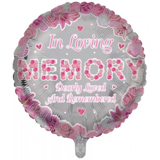 18 Inch In Loving Memory Pink Remembrance Foil Balloon