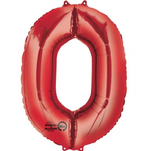 Large Red Number 0 Foil Balloon