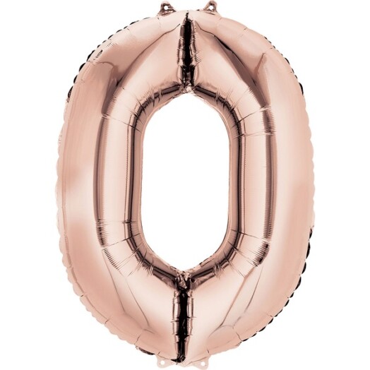 16" Mini Shape Number Balloon 0 - Rose Gold