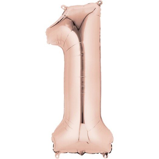 16" Mini Shape Number Balloon 1 - Rose Gold