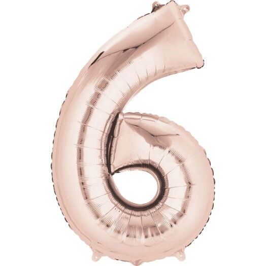 16" Mini Shape Number Balloon 6 - Rose Gold