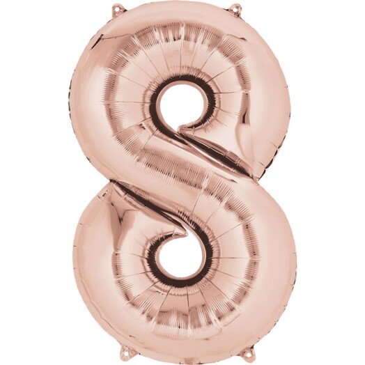 16" Mini Shape Number Balloon 8 - Rose Gold