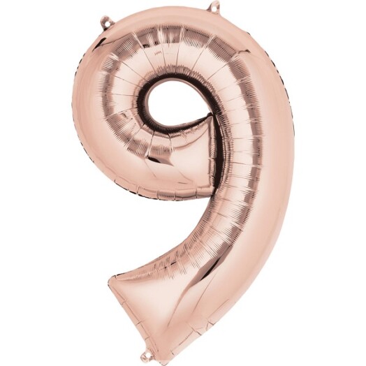 16" Mini Shape Number Balloon 9 - Rose Gold