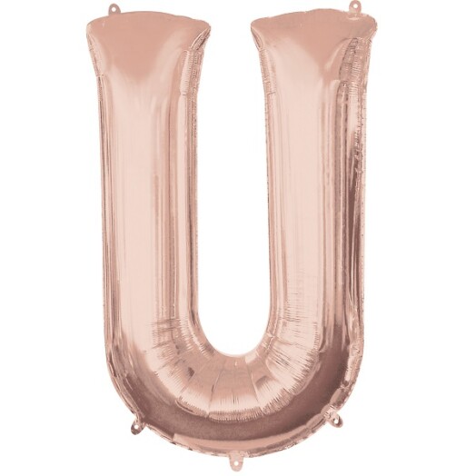 Large Rose Gold Letter U Foil Balloon