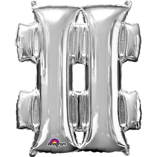 16" Mini Shape Symbol Balloon # - Silver