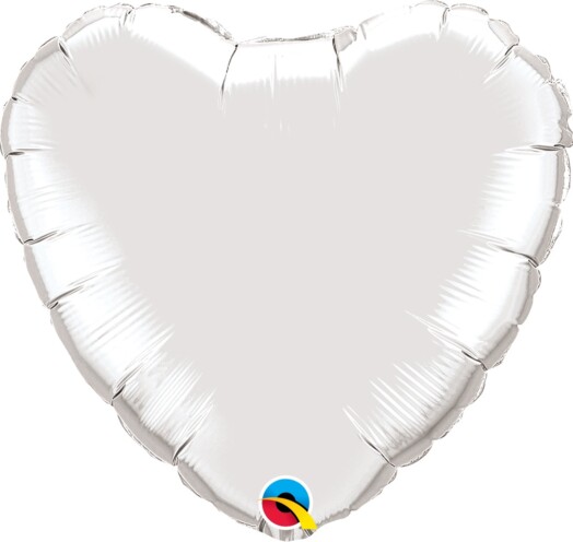 Unpackaged 9" Silver Heart Foil Balloon