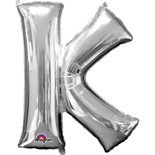 Large Silver Letter K Foil Balloon