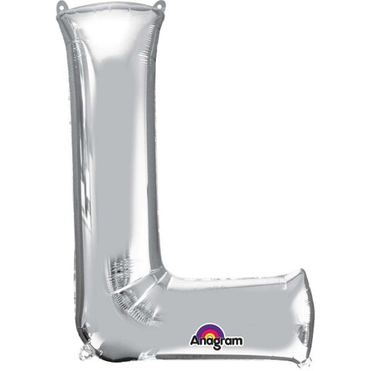 Large Silver Letter L Foil Balloon