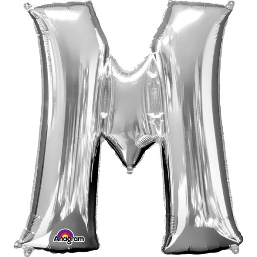 Large Silver Letter M Foil Balloon