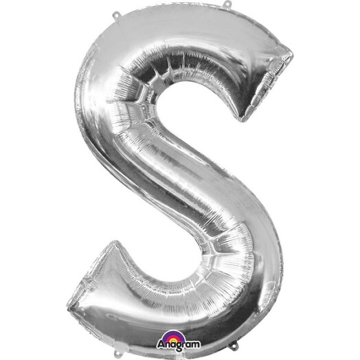 Large Silver Letter S Foil Balloon