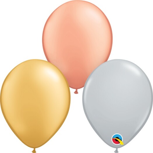 5 Inch Tri-Colour Metallic Latex Balloons 100ct