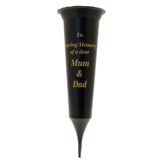 Black Spike In Loving Memory of a Dear Mum & Dad Grave Vase