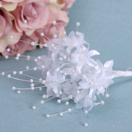 White Flower with Pearls