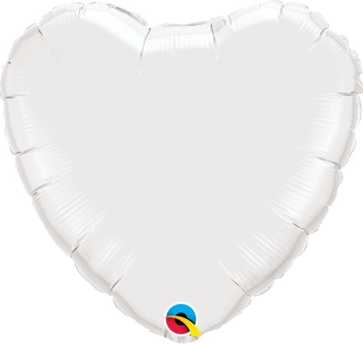 Unpackaged 18" White Heart Foil Balloon